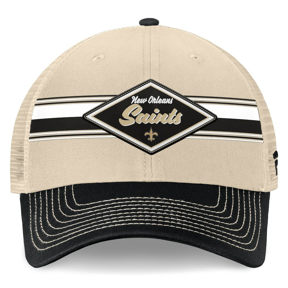 New Orleans Saints Diamond Stripe Trucker Adjustable Hat Natural/Black | Fanatics