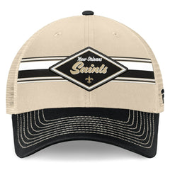 New Orleans Saints Diamond Stripe Trucker Adjustable Hat Natural/Black | Fanatics