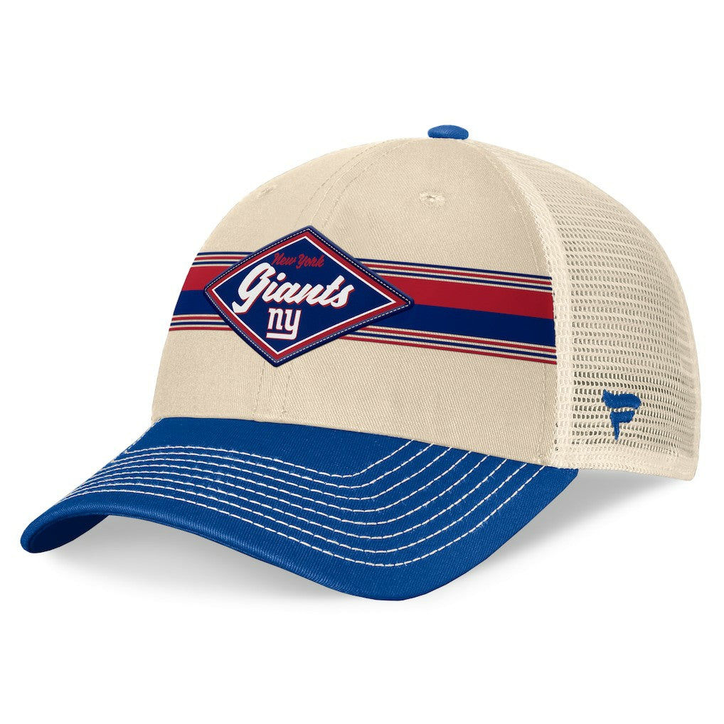 New York Giants Diamond Stripe Trucker Adjustable Hat Natural/Royal | Fanatics