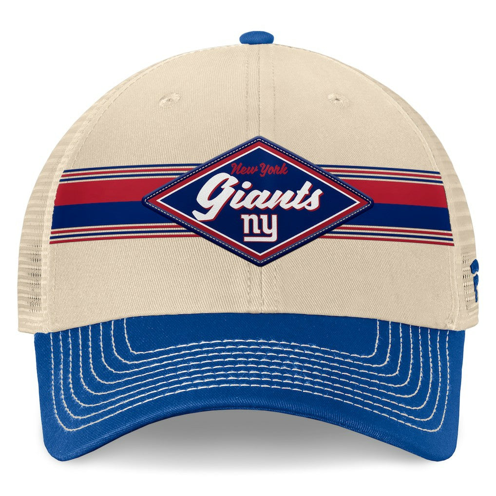 New York Giants Diamond Stripe Trucker Adjustable Hat Natural/Royal | Fanatics