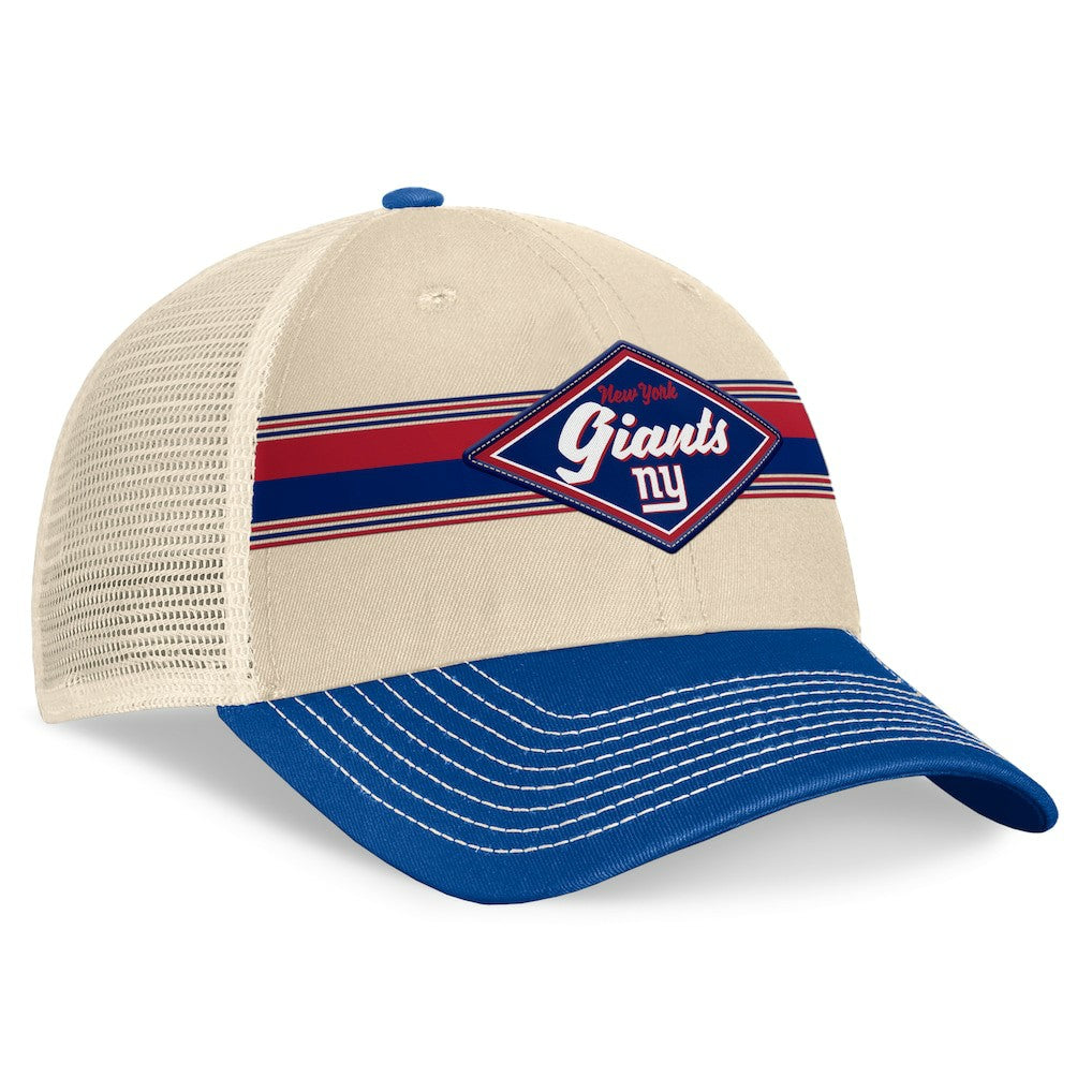 New York Giants Diamond Stripe Trucker Adjustable Hat Natural/Royal | Fanatics