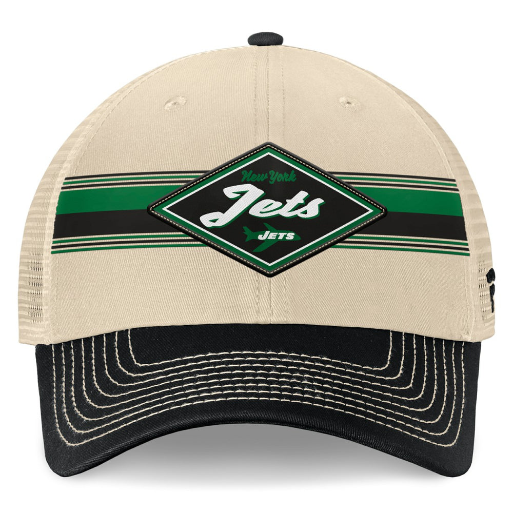 New York Jets Diamond Stripe Trucker Adjustable Hat Natural/Black | Fanatics