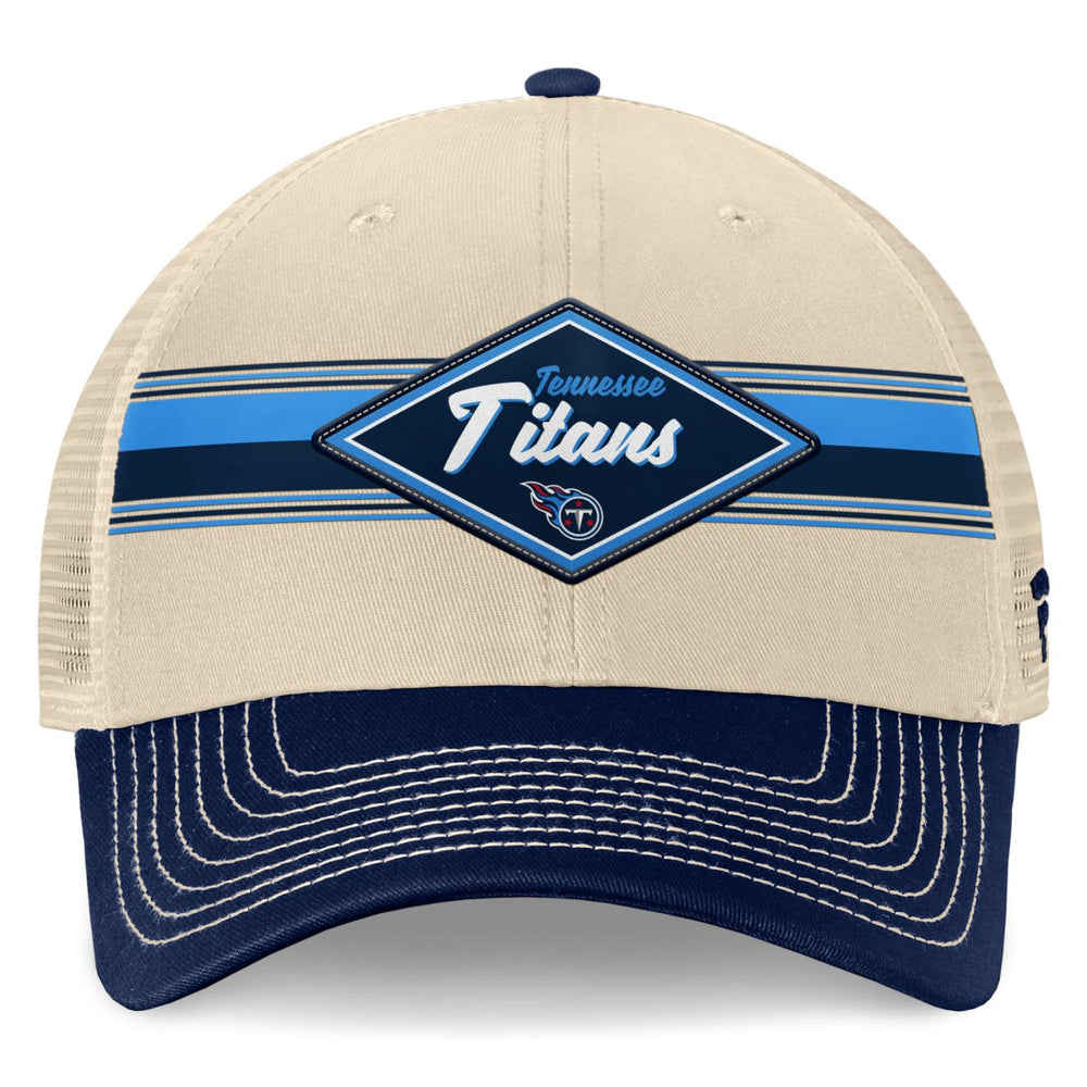 Tennessee Titans Diamond Stripe Trucker Adjustable Hat Natural/Navy | Fanatics