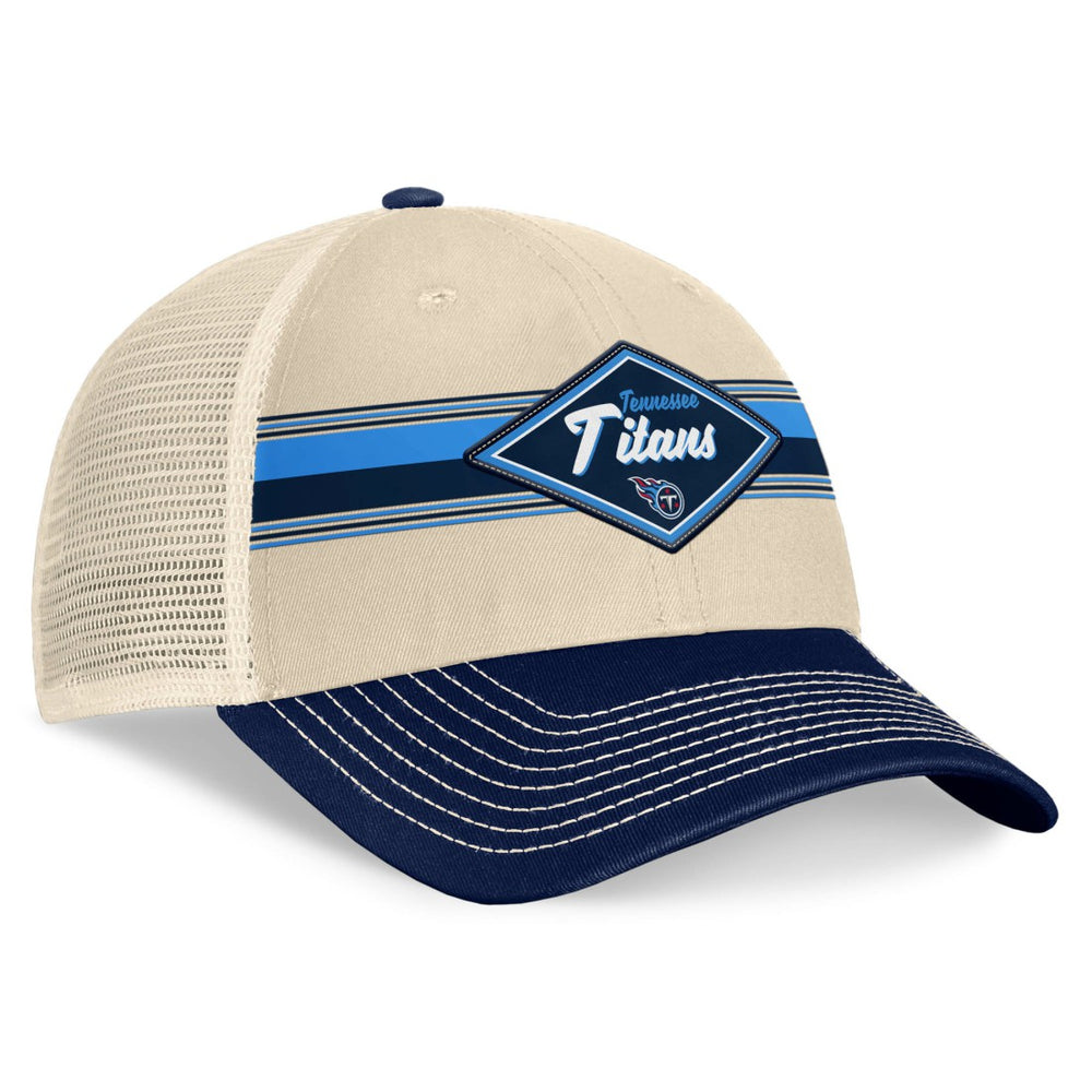 Tennessee Titans Diamond Stripe Trucker Adjustable Hat Natural/Navy | Fanatics