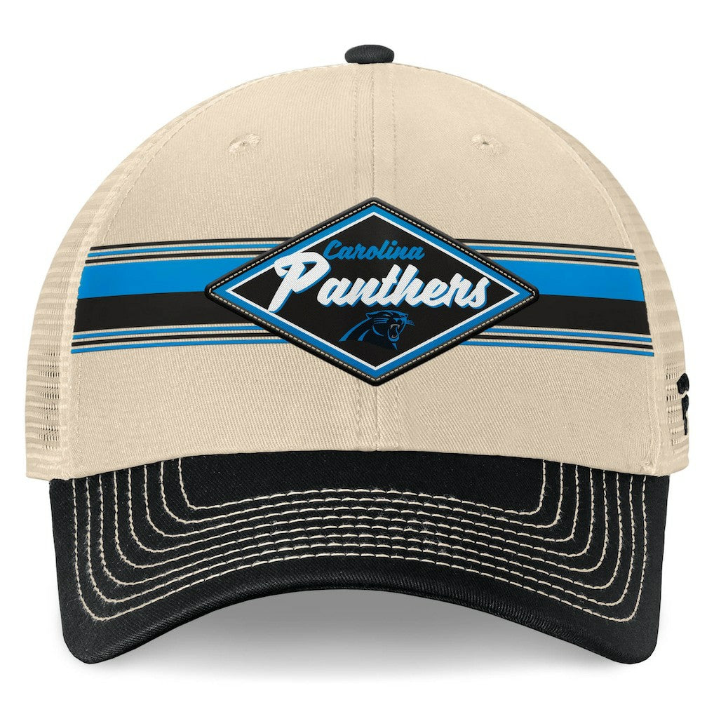 Carolina Panthers Diamond Stripe Trucker Adjustable Hat Natural/Black | Fanatics