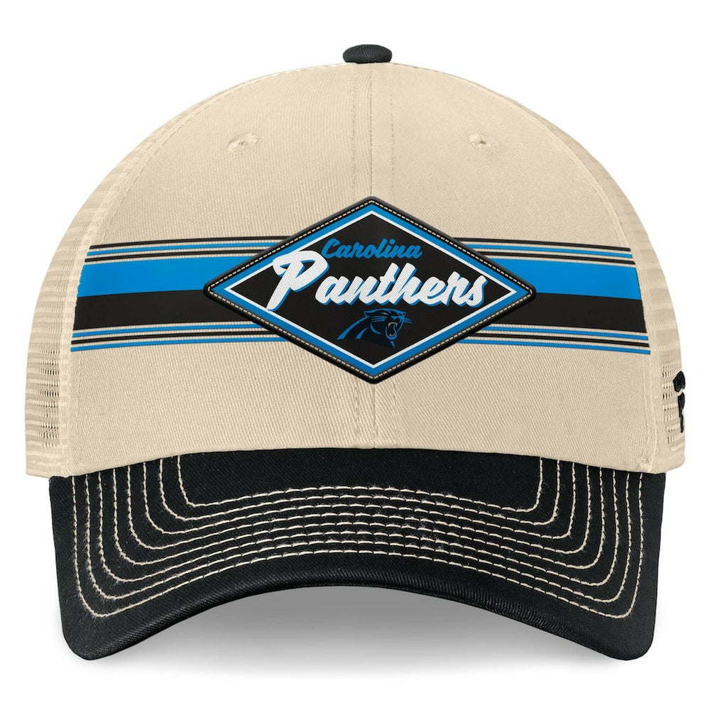 Carolina Panthers Diamond Stripe Trucker Adjustable Hat Natural/Black | Fanatics