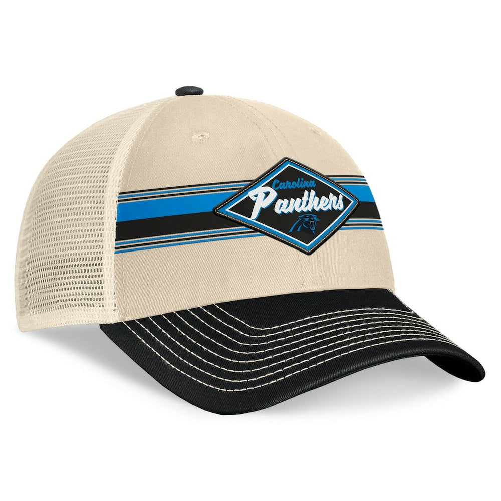 Carolina Panthers Diamond Stripe Trucker Adjustable Hat Natural/Black | Fanatics