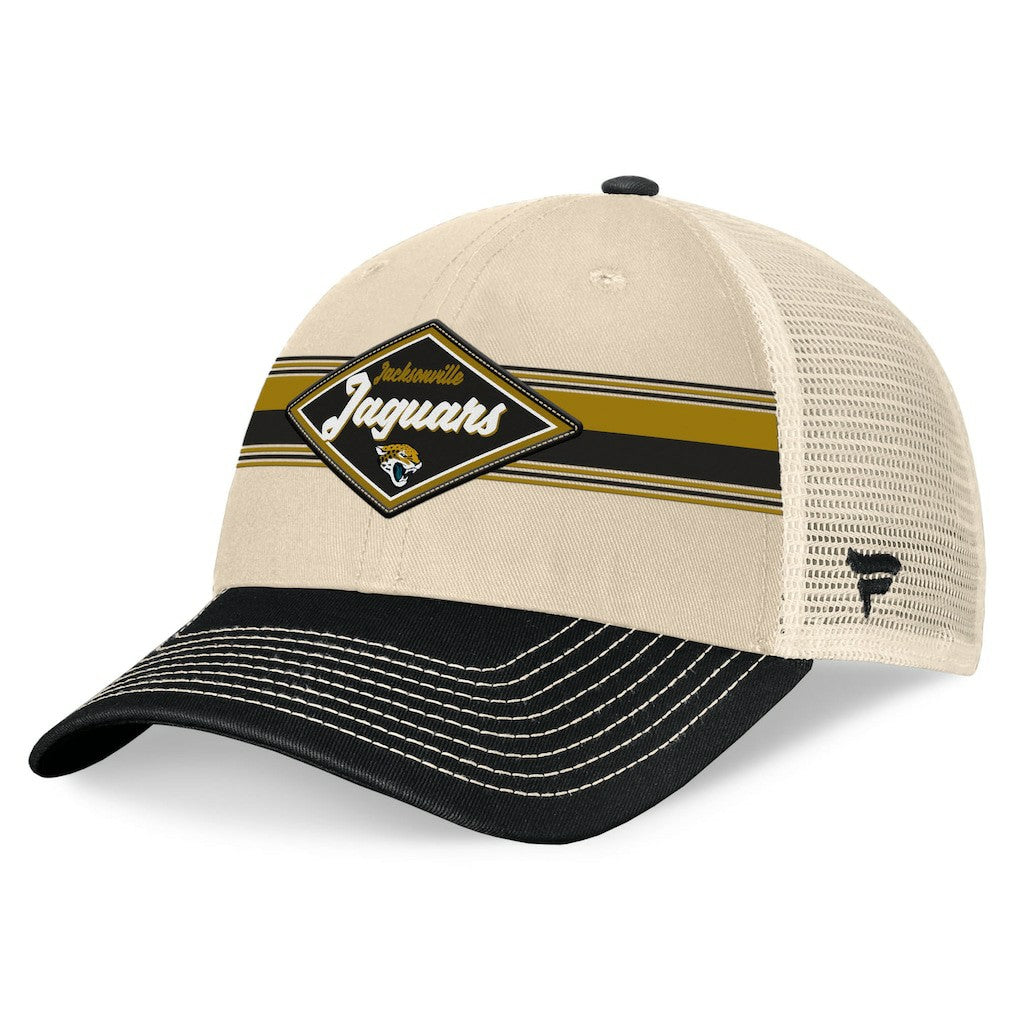 Jacksonville Jaguars Diamond Stripe Trucker Adjustable Hat Natural/Black | Fanatics