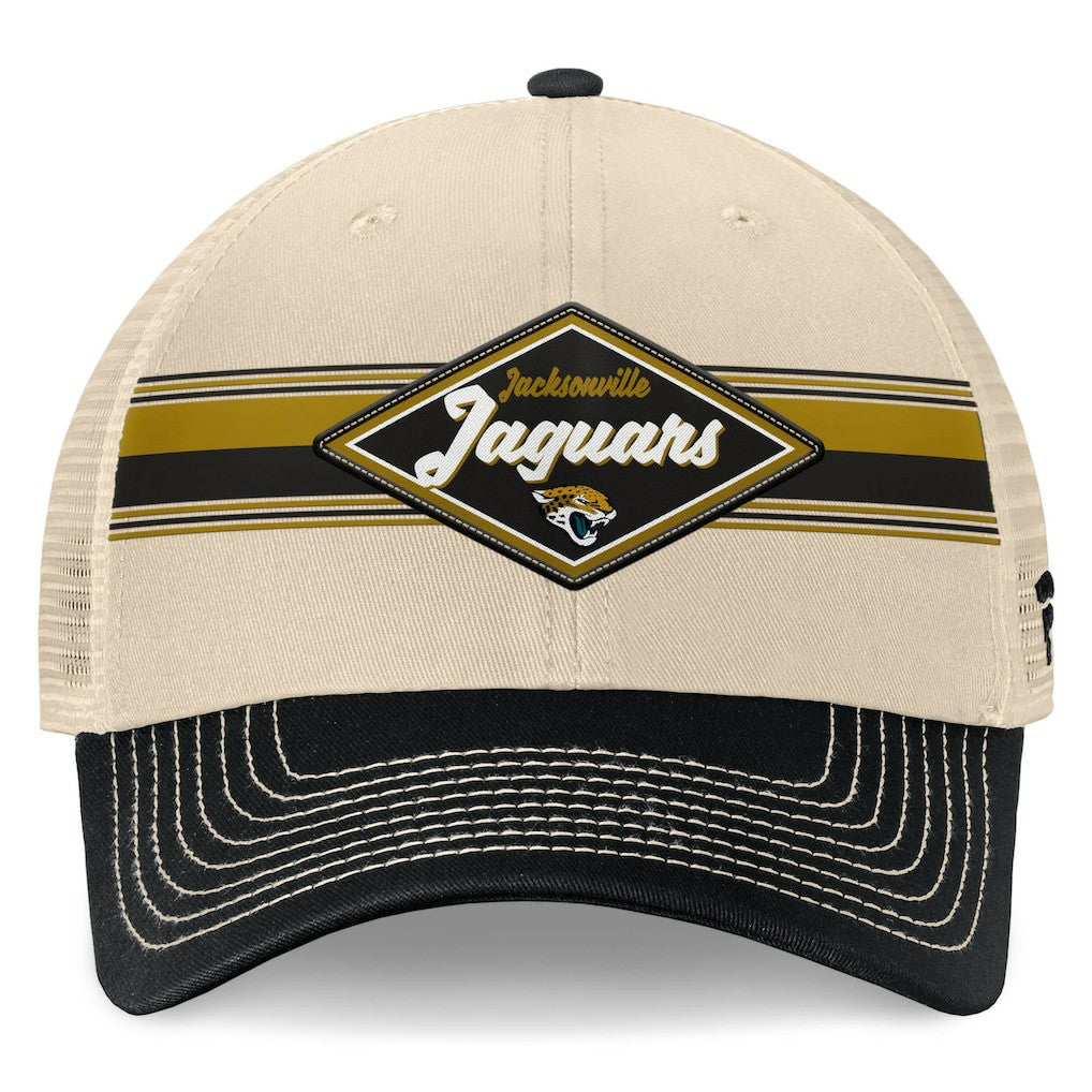 Jacksonville Jaguars Diamond Stripe Trucker Adjustable Hat Natural/Black | Fanatics