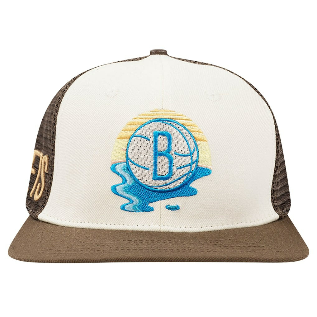 Brooklyn Nets Pro Standard Glint Sunset Snapback Hat Cream/Brown - NBA