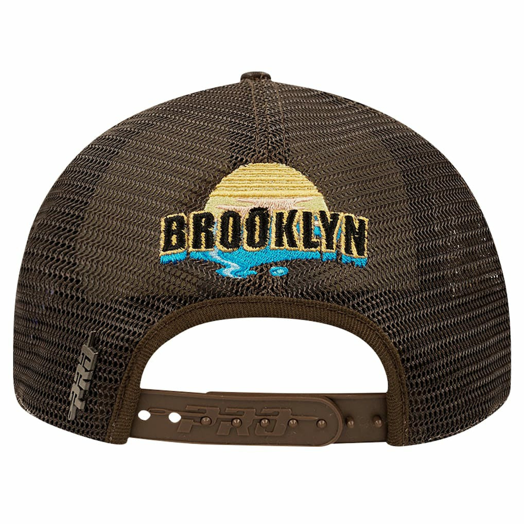 Brooklyn Nets Pro Standard Glint Sunset Snapback Hat Cream/Brown - NBA