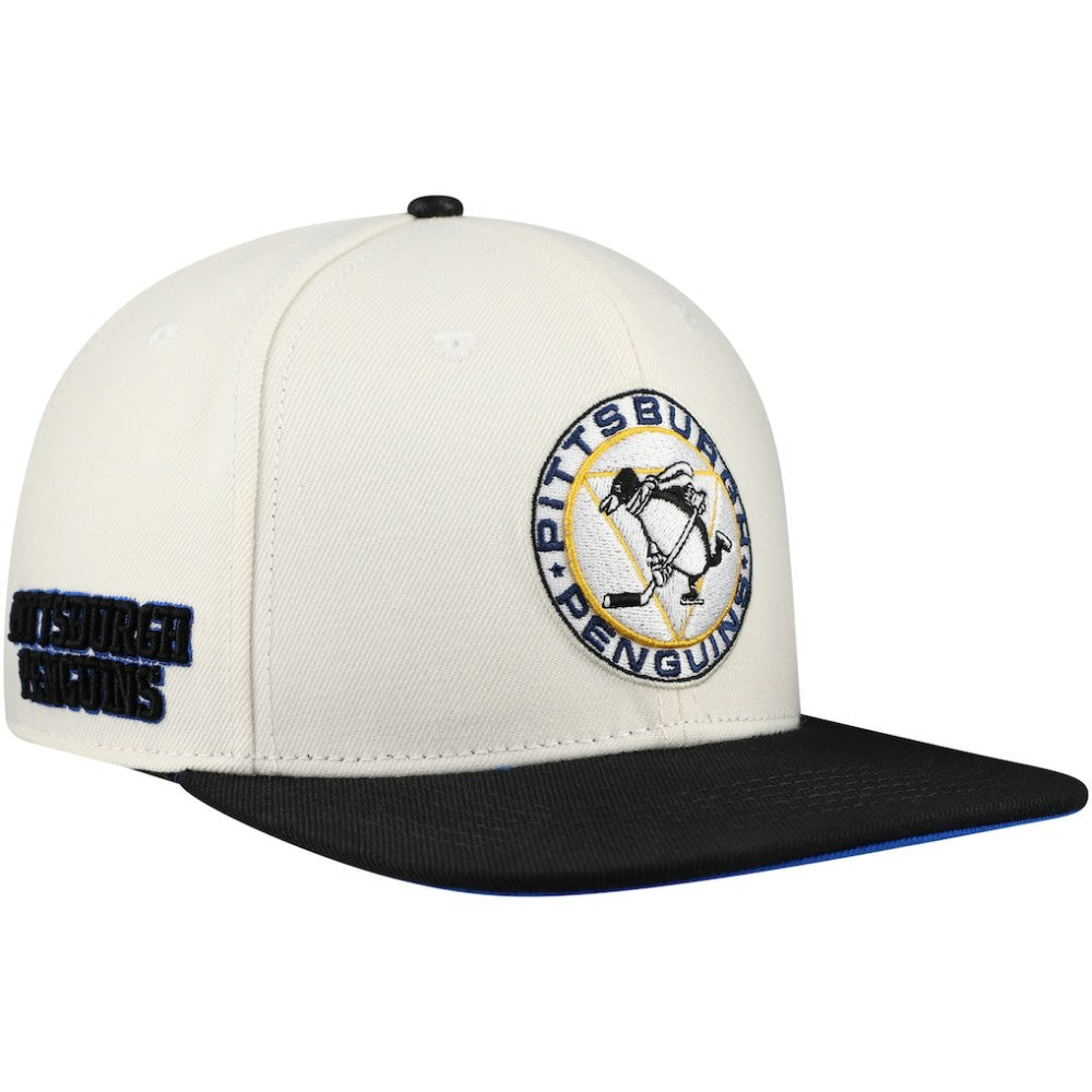 Pittsburgh Penguins Pro Standard Retro Classic Logo Snapback Hat - Cream - NHL