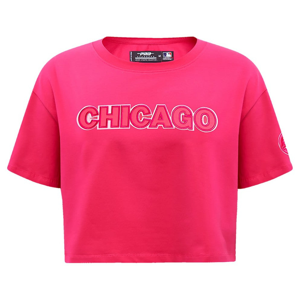 Chicago Cubs Pro Standard Women's Triple Pink Boxy Cropped T-Shirt - MLB
