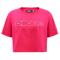 Chicago Cubs Pro Standard Women's Triple Pink Boxy Cropped T-Shirt - MLB