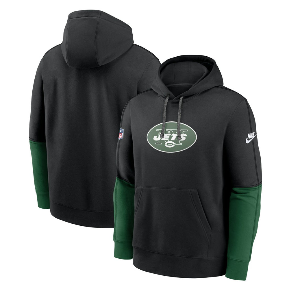 New York Jets Throwback Logo Club Tri-Blend Pullover Hoodie Black | Nike for Sale