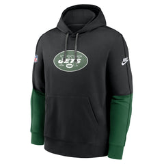 New York Jets Throwback Logo Club Tri-Blend Pullover Hoodie Black | Nike for Sale