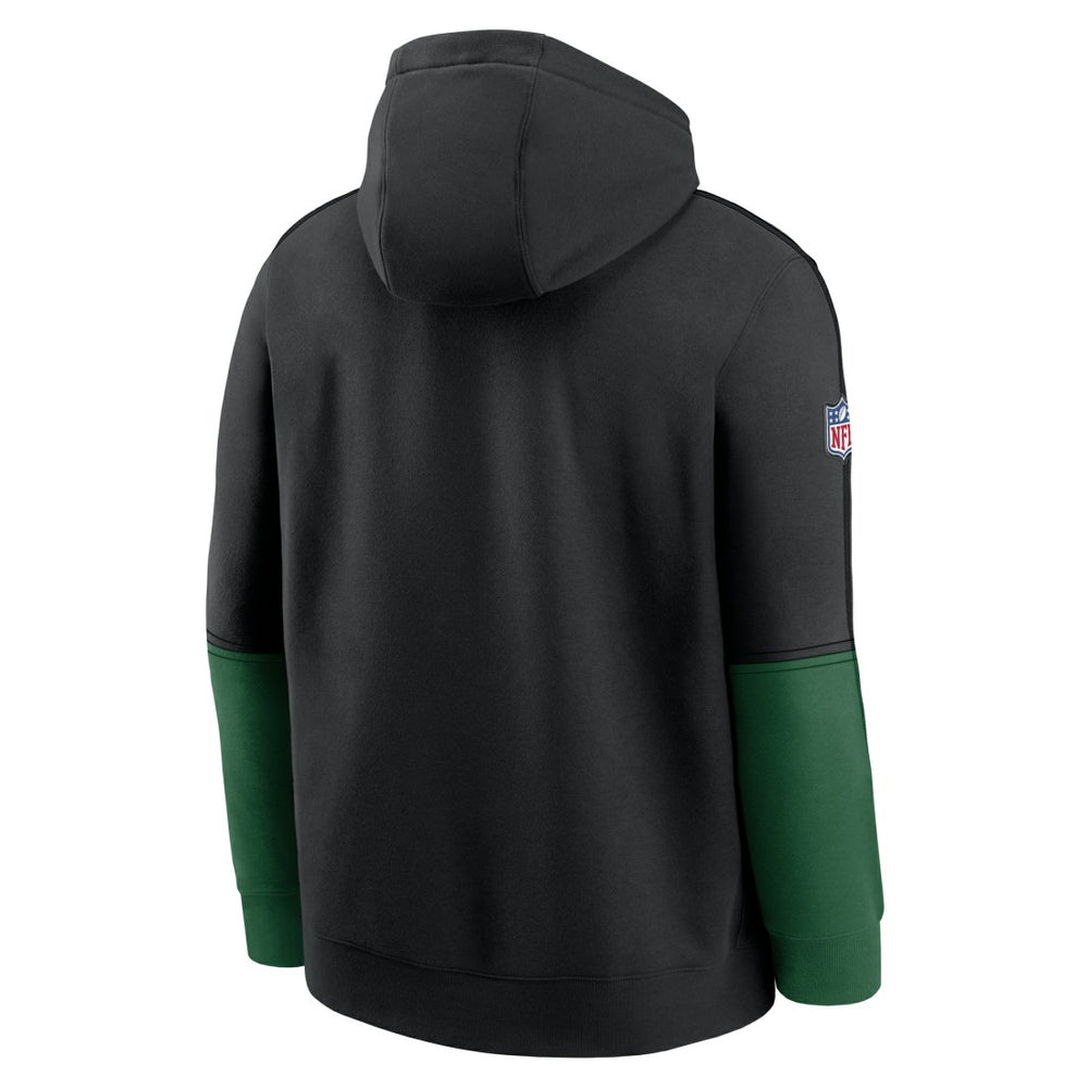 New York Jets Throwback Logo Club Tri-Blend Pullover Hoodie Black | Nike for Sale