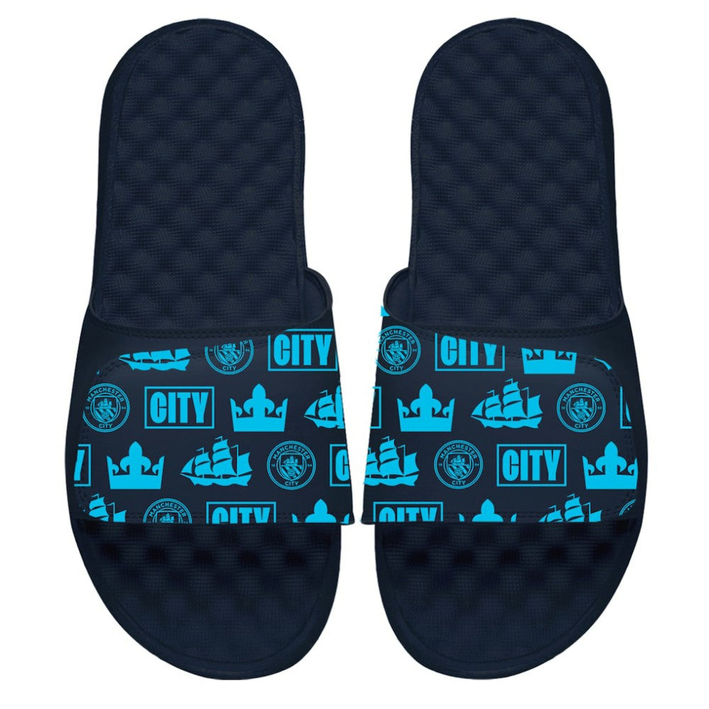Manchester City ISlide Youth Glyph Pattern Slide Sandals Navy - FIFA World CUP