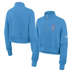 Tennessee Titans Women's Rewind Phoenix Half-Zip Sweatshirt Light Blue | Nike for Sale