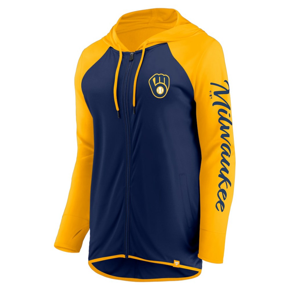 Milwaukee Brewers Fanatics Women's Script Sleeve Full-Zip Hoodie - MLB