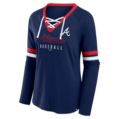 Atlanta Braves Fanatics Women's Won & Done Raglan Lace-Up Long Sleeve T-Shirt - MLB