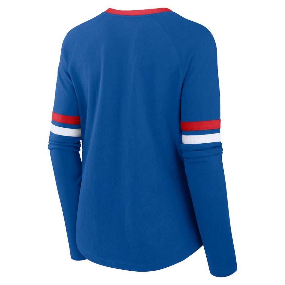 Chicago Cubs Fanatics Women's Won & Done Raglan Lace-Up Long Sleeve T-Shirt - MLB