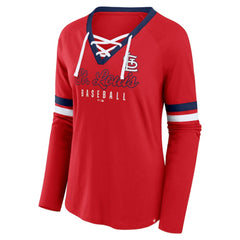 St. Louis Cardinals Fanatics Women's Won & Done Raglan Lace-Up Long Sleeve T-Shirt - MLB