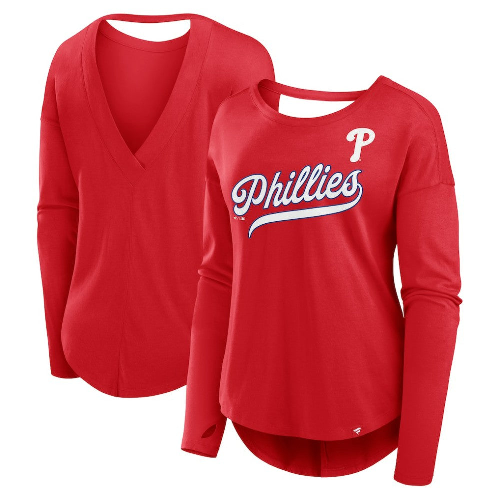 Philadelphia Phillies Fanatics Women's Core Boat Neck Long Sleeve T-Shirt  - MLB