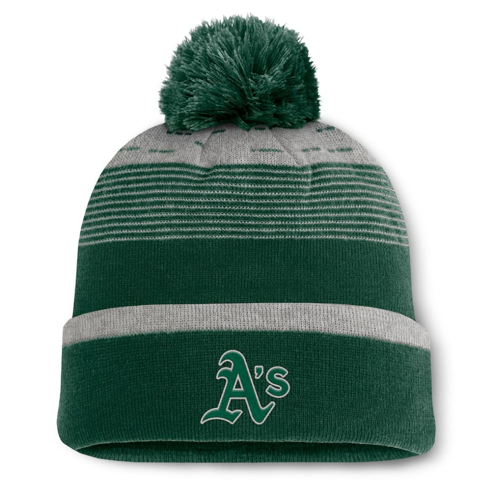 Athletics Fanatics Fundamental Gradient Cuffed Knit Hat with Pom - MLB