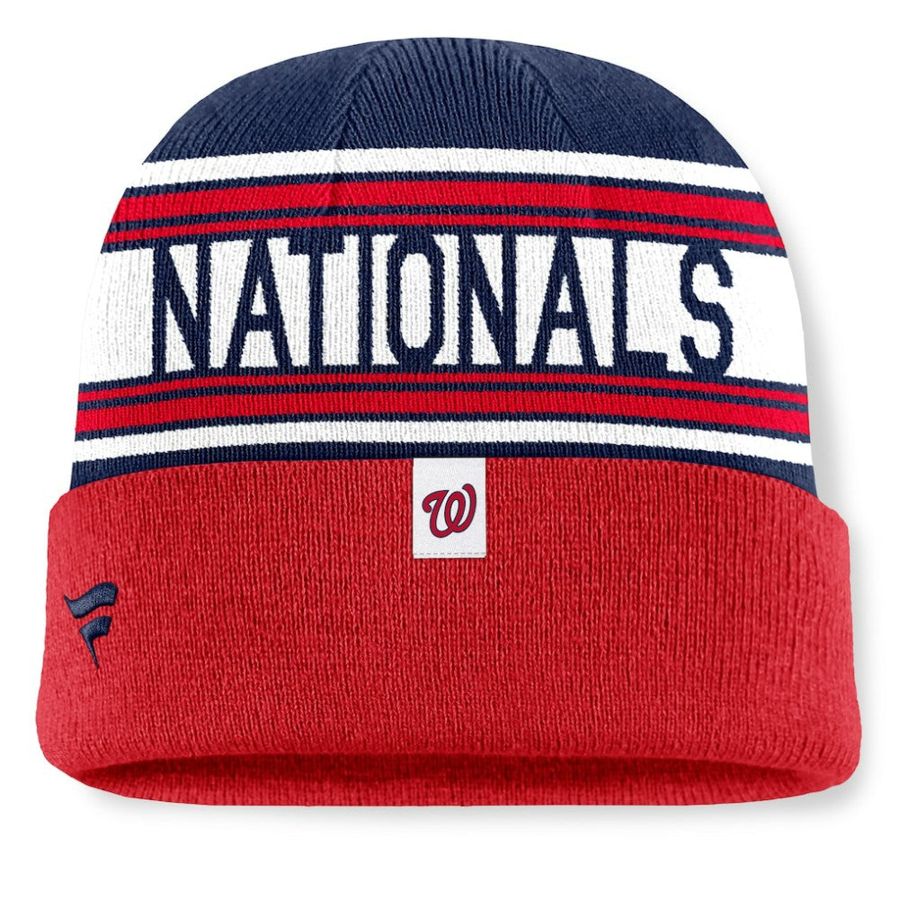 Washington Nationals Fanatics Fundamental Team Stripe Cuffed Knit Hat - MLB