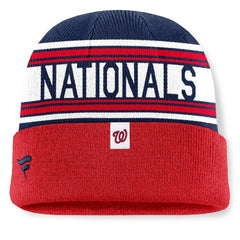 Washington Nationals Fanatics Fundamental Team Stripe Cuffed Knit Hat - MLB