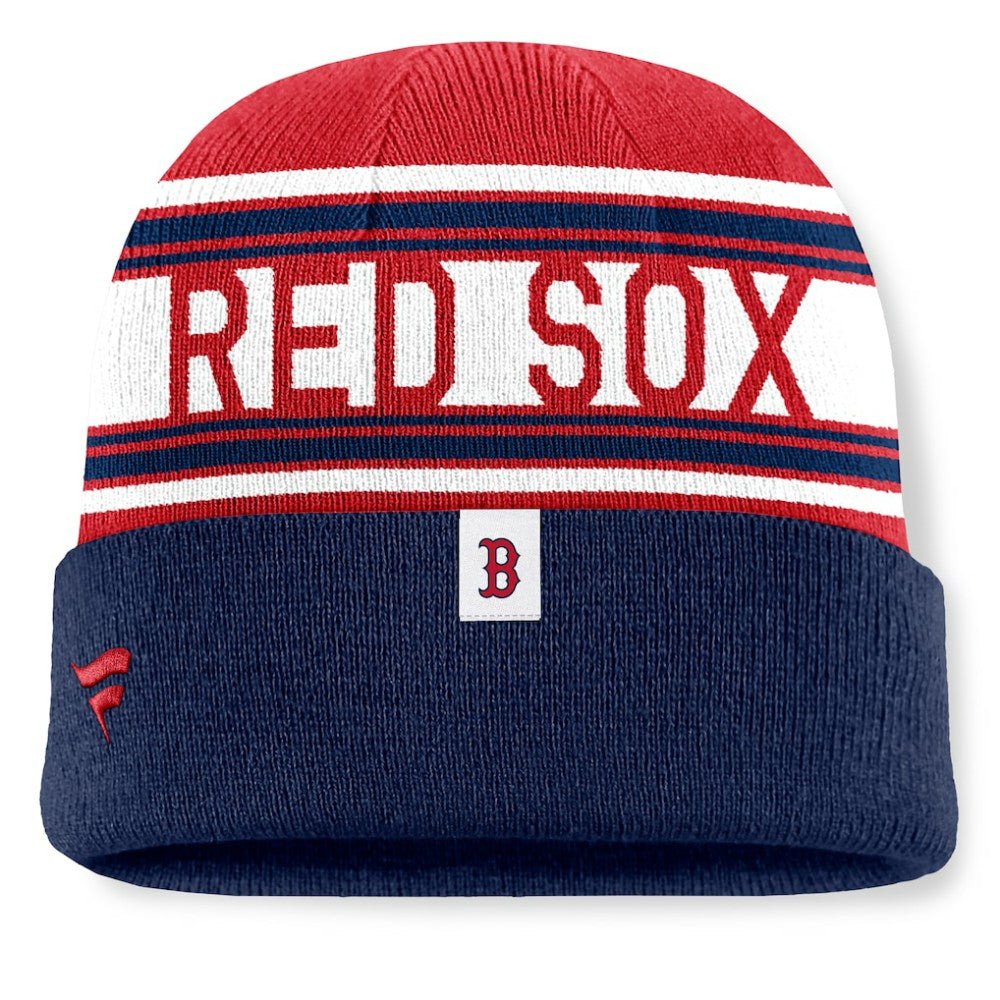 Boston Red Sox Fanatics Fundamental Team Stripe Cuffed Knit Hat - MLB