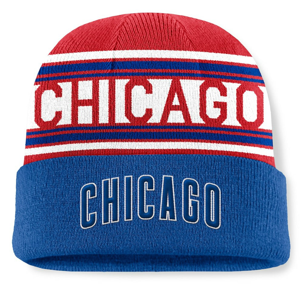 Chicago Cubs Fanatics Fundamental Team Stripe Cuffed Knit Hat - MLB