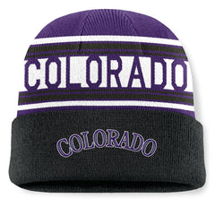 Colorado Rockies Fanatics Fundamental Team Stripe Cuffed Knit Hat - MLB