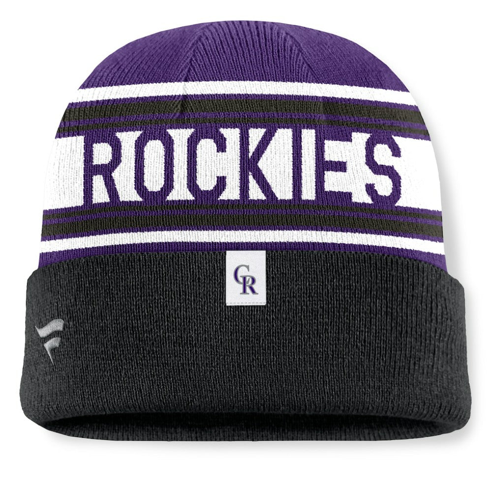 Colorado Rockies Fanatics Fundamental Team Stripe Cuffed Knit Hat - MLB