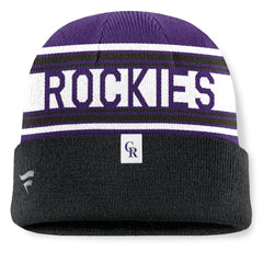 Colorado Rockies Fanatics Fundamental Team Stripe Cuffed Knit Hat - MLB