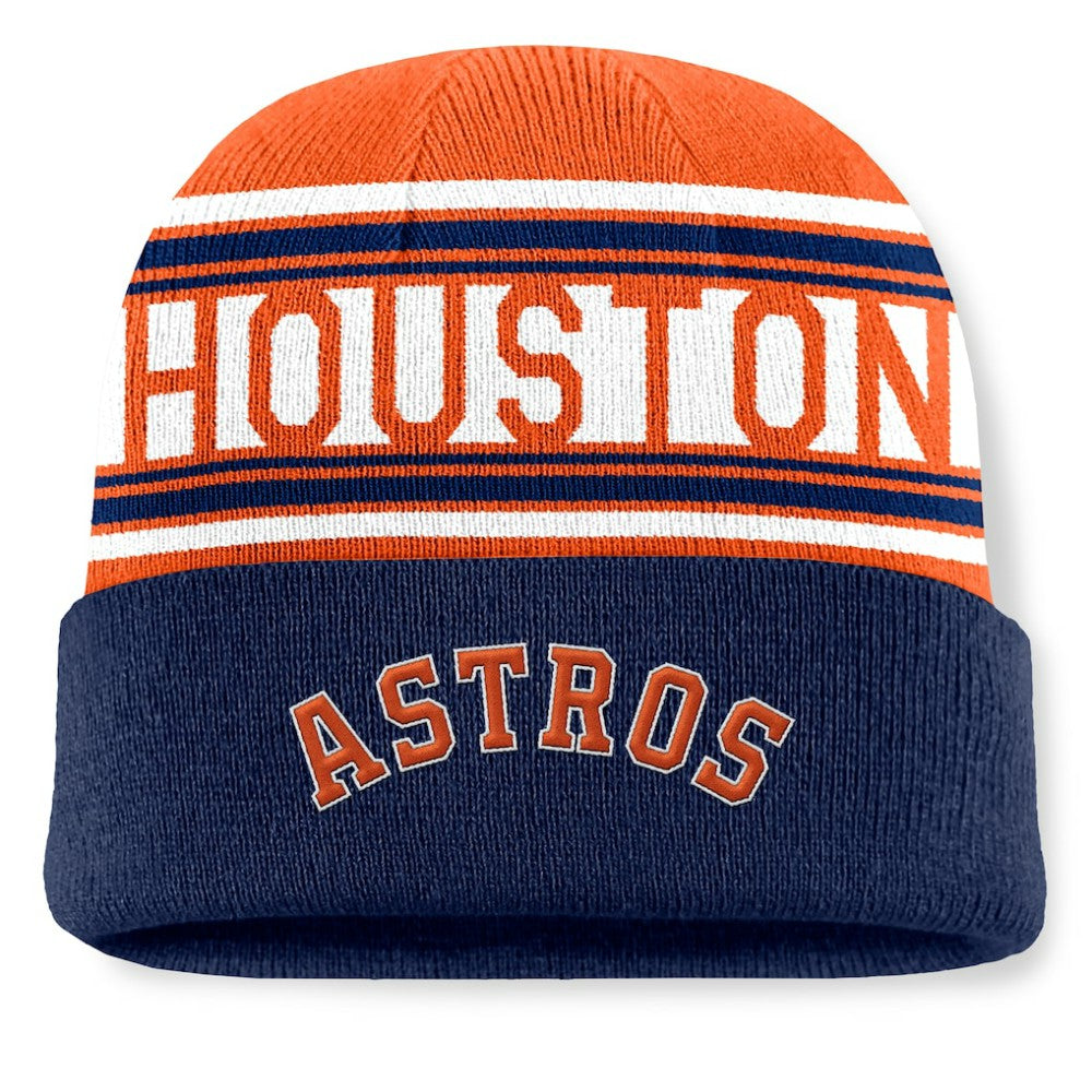 Houston Astros Fanatics Fundamental Team Stripe Cuffed Knit Hat - MLB
