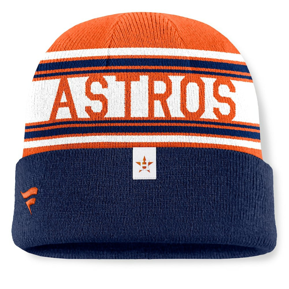 Houston Astros Fanatics Fundamental Team Stripe Cuffed Knit Hat - MLB