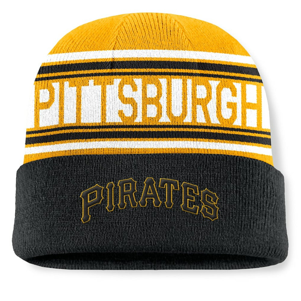 Pittsburgh Pirates Fanatics Fundamental Team Stripe Cuffed Knit Hat - MLB