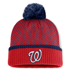 Washington Nationals Fanatics Women's Fundamental Jacquard Cuffed Knit Hat with Pom - MLB
