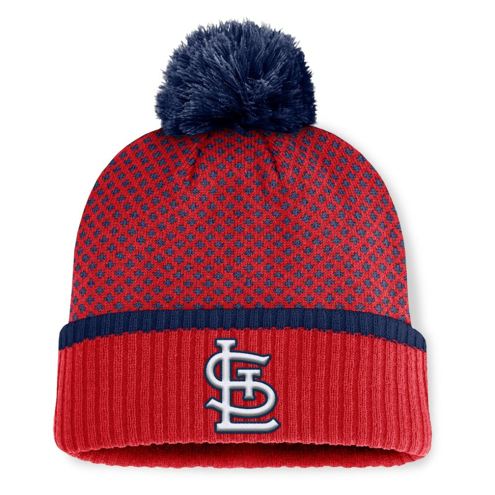 St. Louis Cardinals Fanatics Women's Fundamental Jacquard Cuffed Knit Hat with Pom - MLB