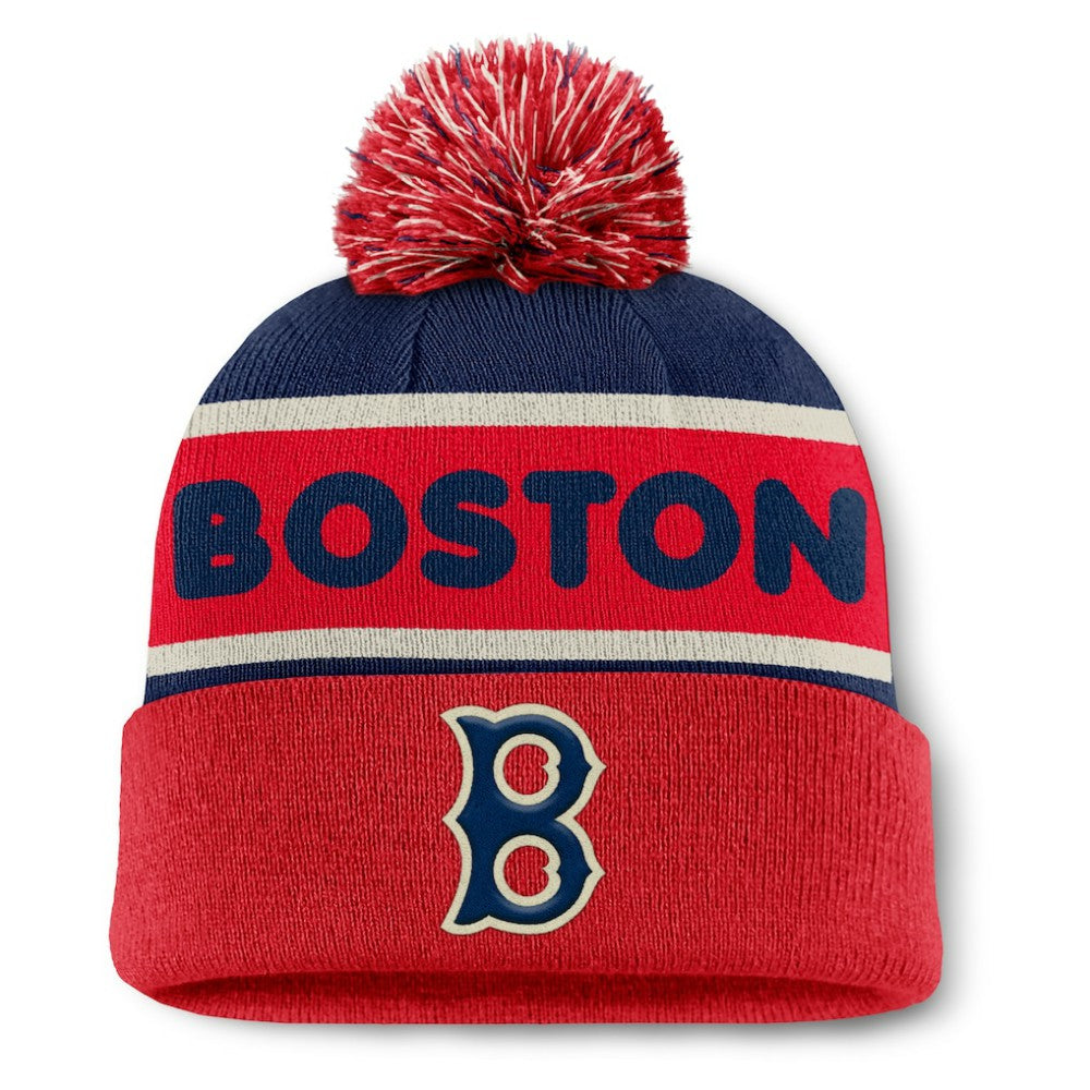 Boston Red Sox Fanatics Heritage Cuffed Knit Hat with Pom - MLB