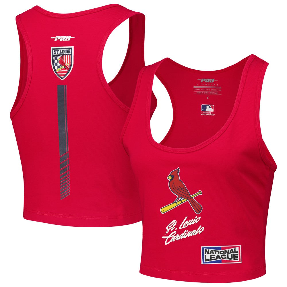 St. Louis Cardinals Pro Standard Women's Fast Lane Fitted Tri-Blend Cropped Tank Top - MLB