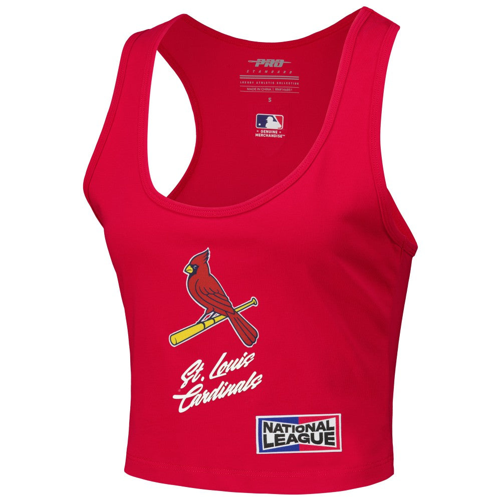 St. Louis Cardinals Pro Standard Women's Fast Lane Fitted Tri-Blend Cropped Tank Top - MLB