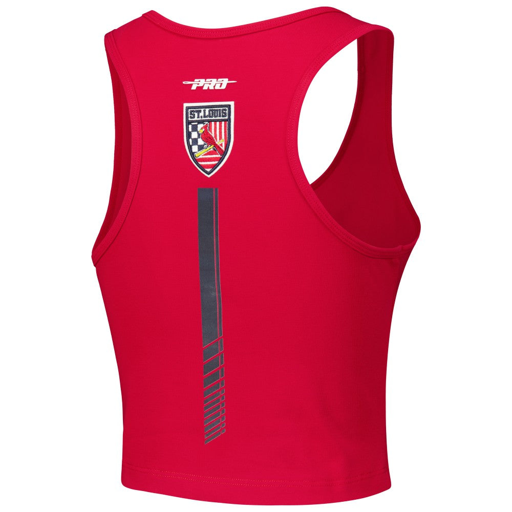St. Louis Cardinals Pro Standard Women's Fast Lane Fitted Tri-Blend Cropped Tank Top - MLB