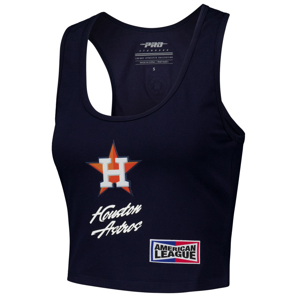 Houston Astros Pro Standard Women's Fast Lane Fitted Tri-Blend Cropped Tank Top - MLB