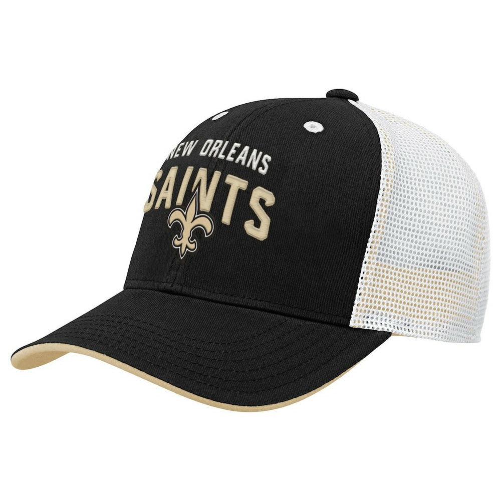 New Orleans Saints Youth Core Lockup Trucker Adjustable Hat Black | NFL