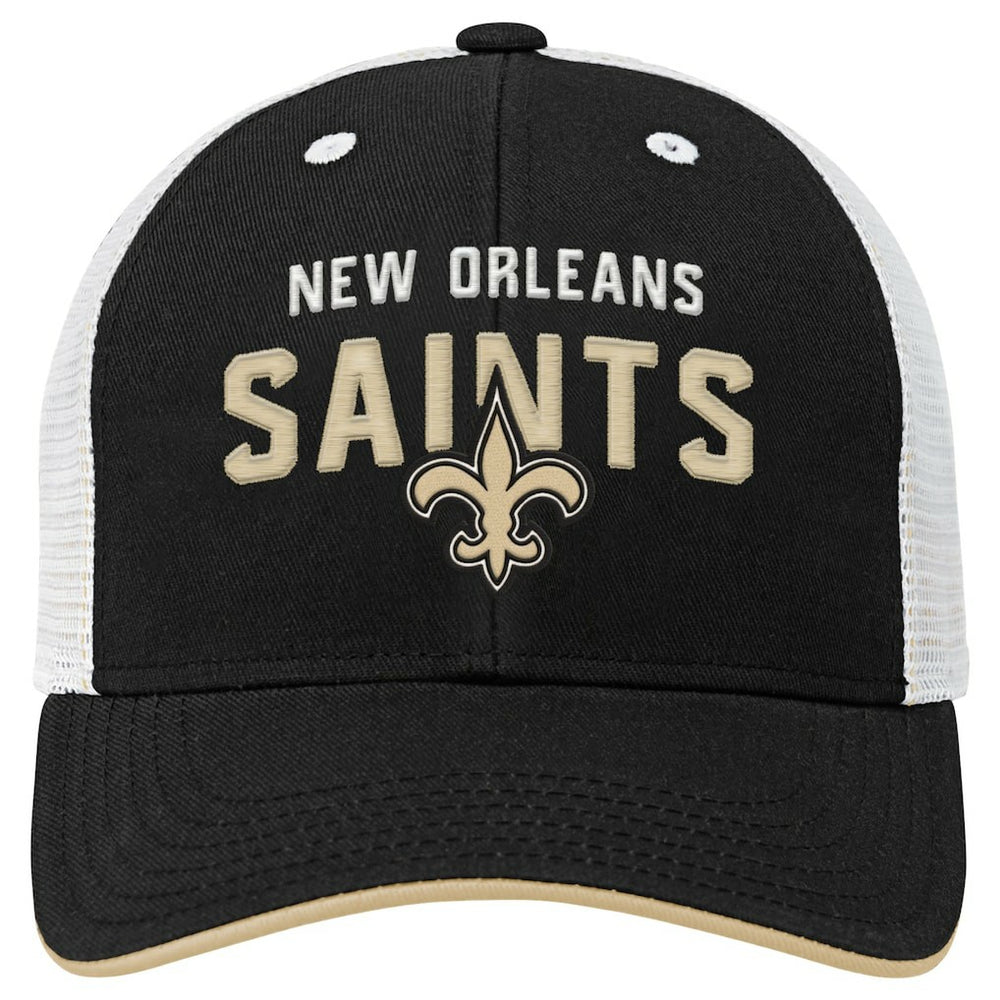 New Orleans Saints Youth Core Lockup Trucker Adjustable Hat Black | NFL