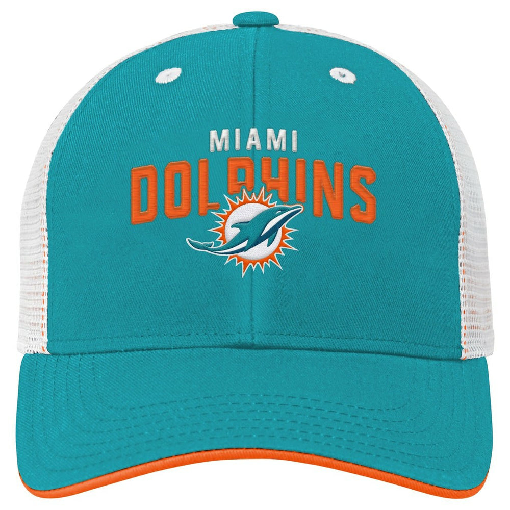 Miami Dolphins Youth Core Lockup Trucker Adjustable Hat Aqua | NFL