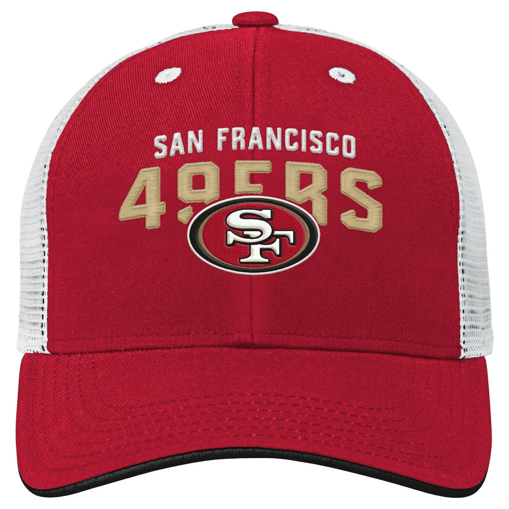 San Francisco 49ers Youth Core Lockup Trucker Adjustable Hat Scarlet | NFL